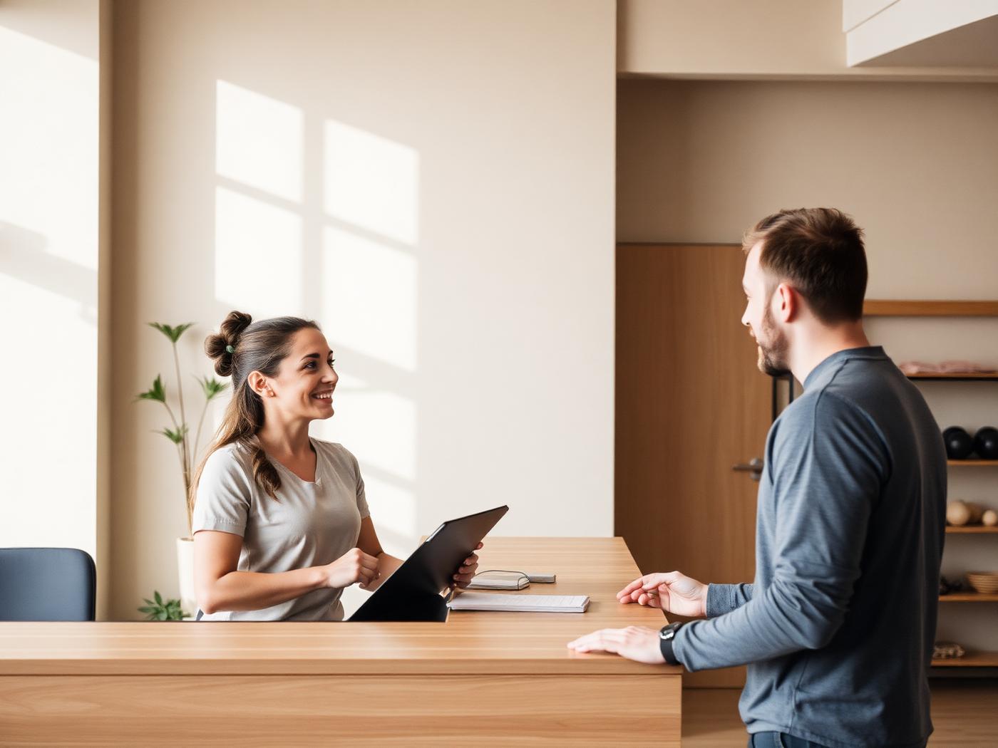 Studio manager coaching a front desk team member